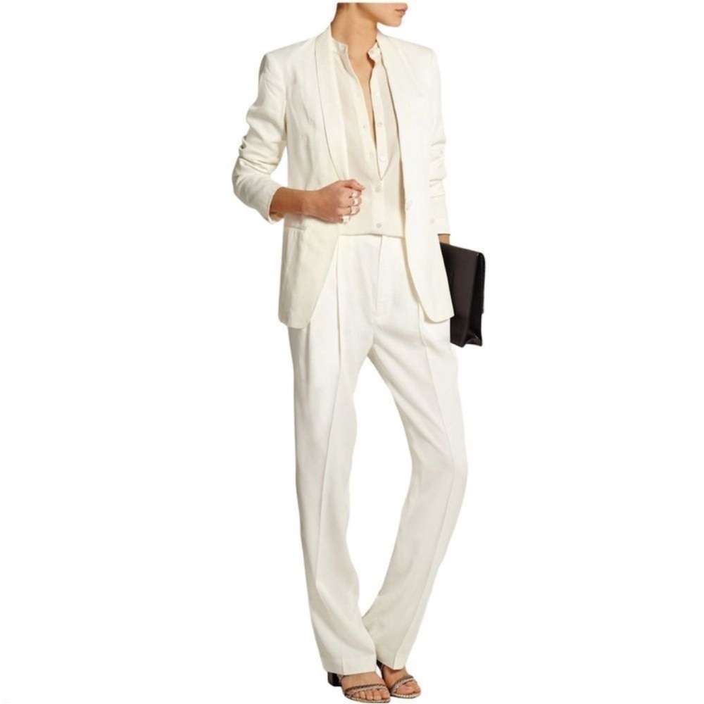 Rag & Bone Sally Off White Pleated High Waist Viscose Suit Trousers Size 2